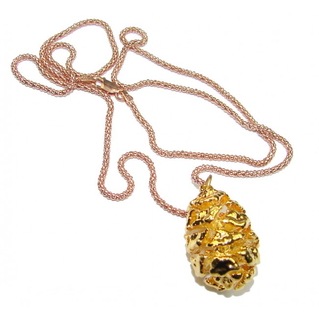 Real Pine Cone Deep In Gold .925 Sterling Silver 22 inches necklace