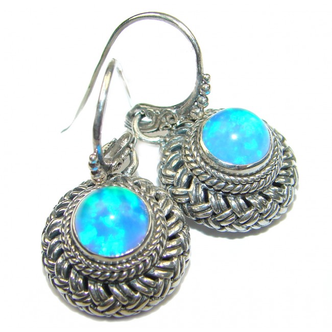 Byzantine Style genuine Aquamarine .925 Sterling Silver handmade earrings