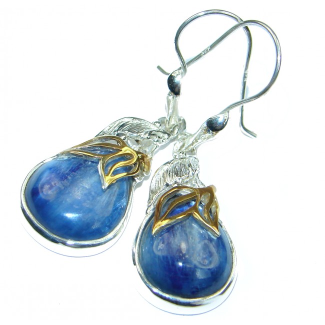 Nature inspired Design genuine Kyanite .925 Sterling Silver handcrafted earrings