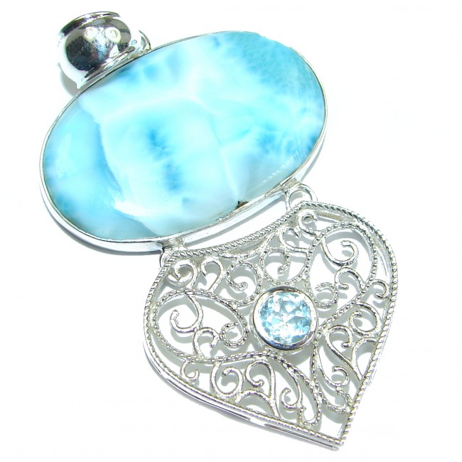Blue Dream genuine Larimar .925 Sterling Silver handmade pendant