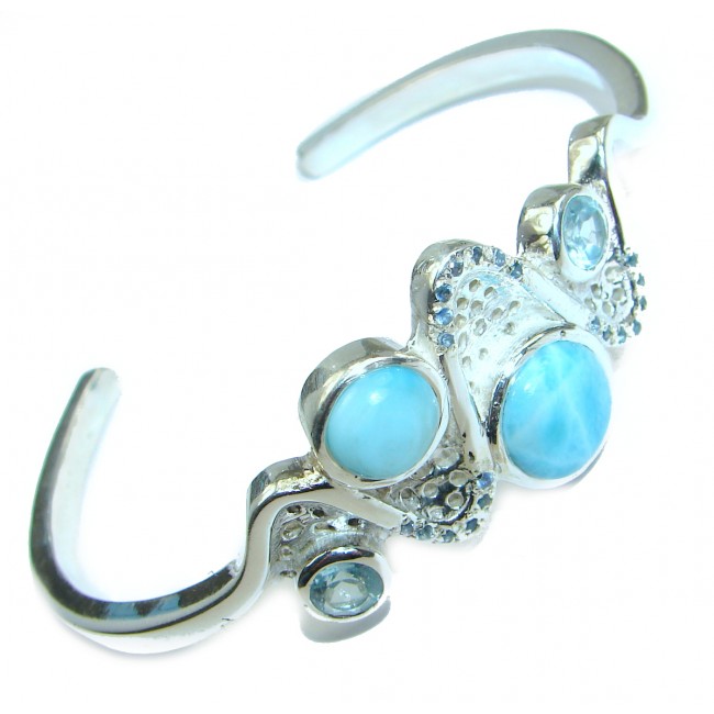 Great quality Blue Larimar highly polished .925 Sterling Silver handmade Bracelet / Cuff
