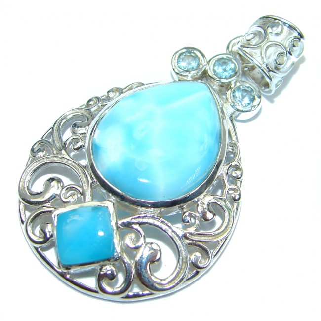 Blue Dream genuine Larimar .925 Sterling Silver handmade pendant