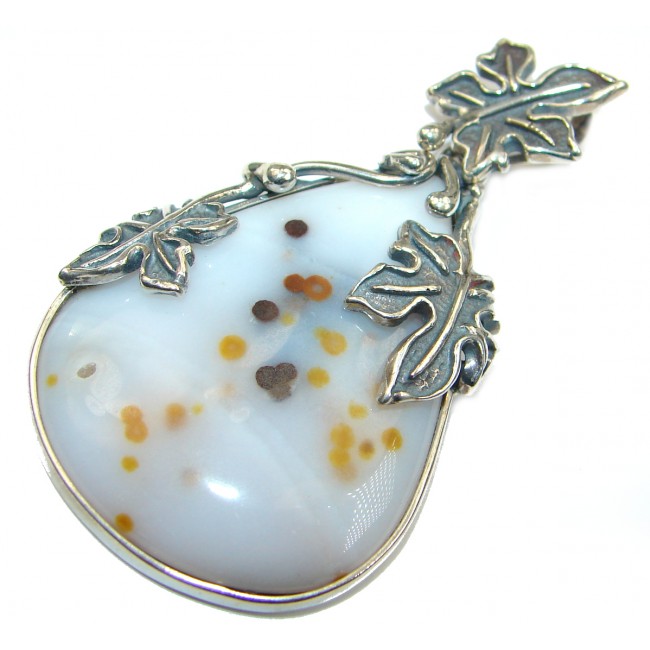 Just Perfect Gift Polka Dot Agate .925 Sterling Silver handmade Pendant