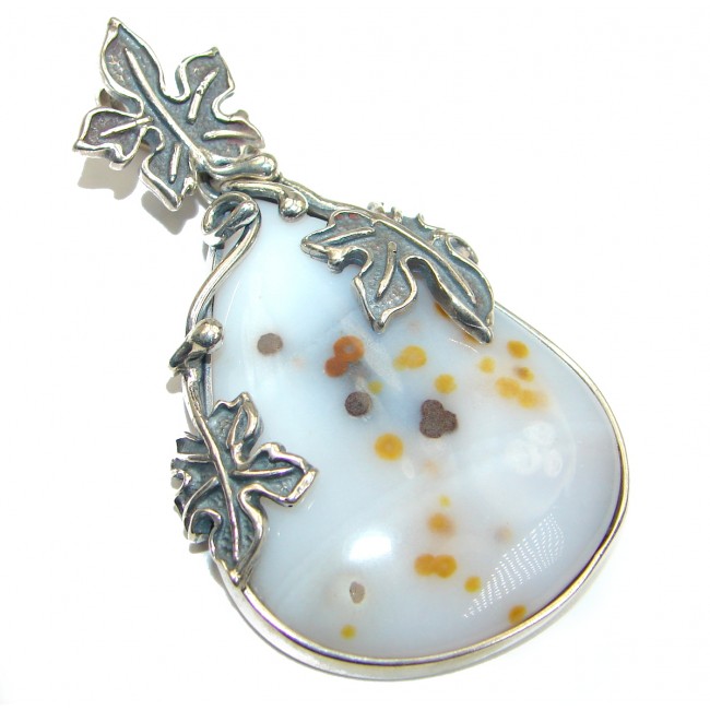 Just Perfect Gift Polka Dot Agate .925 Sterling Silver handmade Pendant