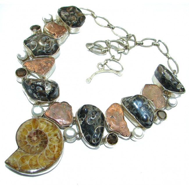 96.7g Aura Of Beauty genuine Ammonite .925 Sterling Silver handcrafted Necklace