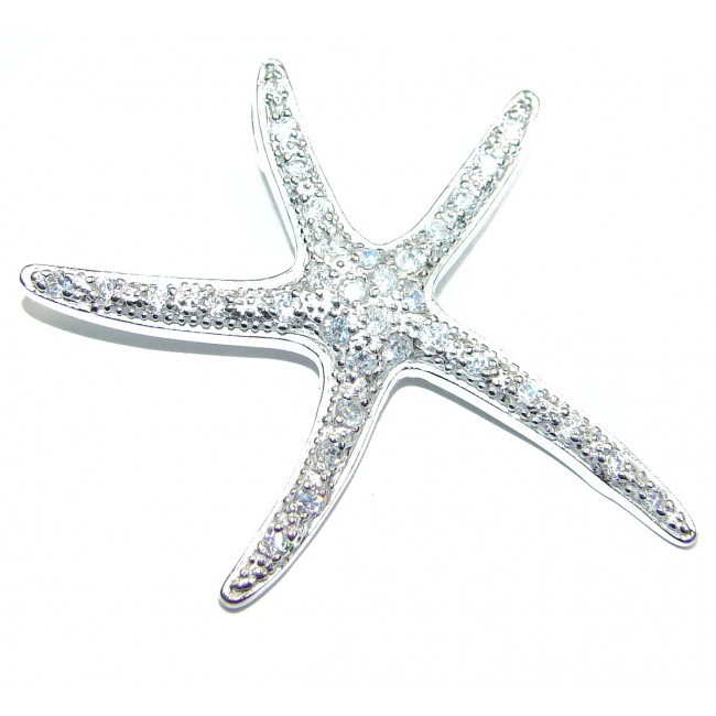 Starfish Fancy White Topaz .925 Sterling Silver Pendant