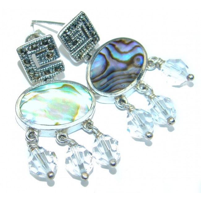 Genuine Rainbow Abalone .925 Sterling Silver handmade earrings