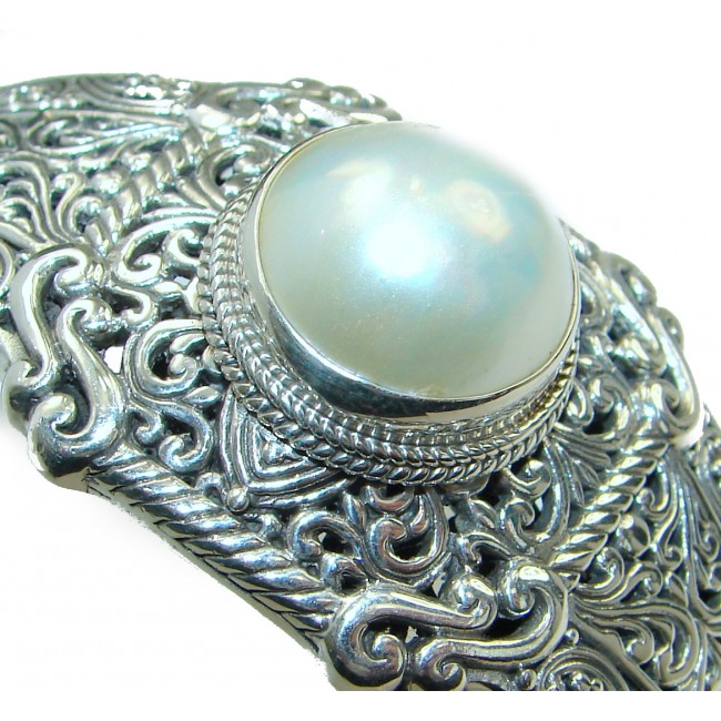 Big Dreamer Pearl .925 Sterling Silver handcrafted Statement Bracelet / Cuff
