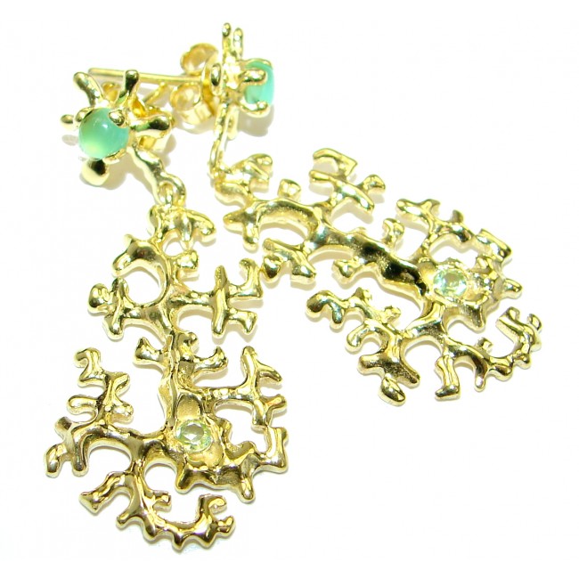 Exclusive Green Jade Gold over .925 Sterling Silver Earrings