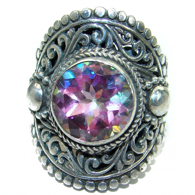 Exotic Pink Topaz .925 Sterling Silver handcrafted Ring s. 8 1/4