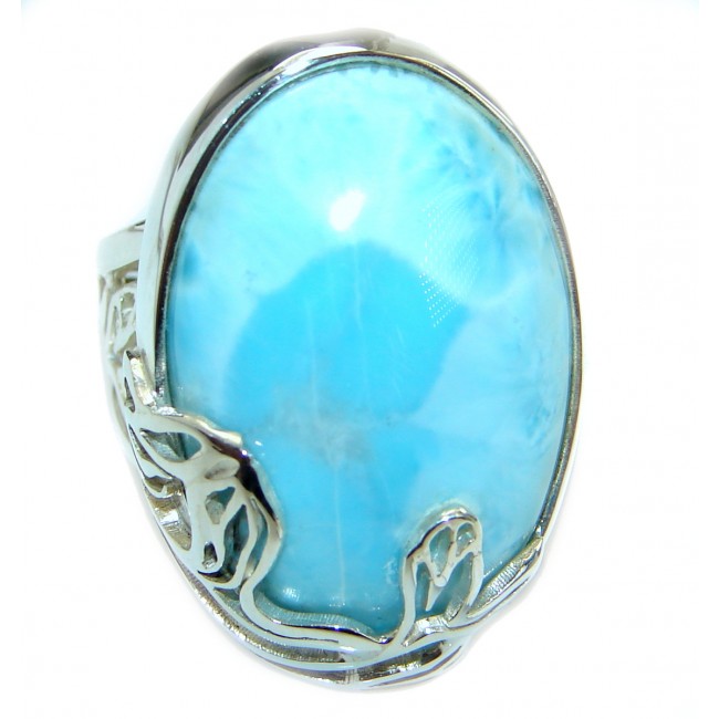 Bali Treasure Blue Larimar .925 Sterling Silver handmade ring s. 8 adjustable