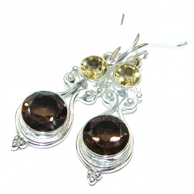 Vintage Style Smoky Topaz .925 Sterling Silver handmade earrings