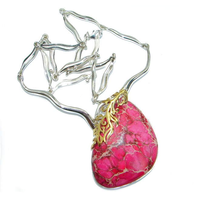 Julietta Pink Sea Sediment Jasper oxidized .925 Sterling Silver handmade necklace