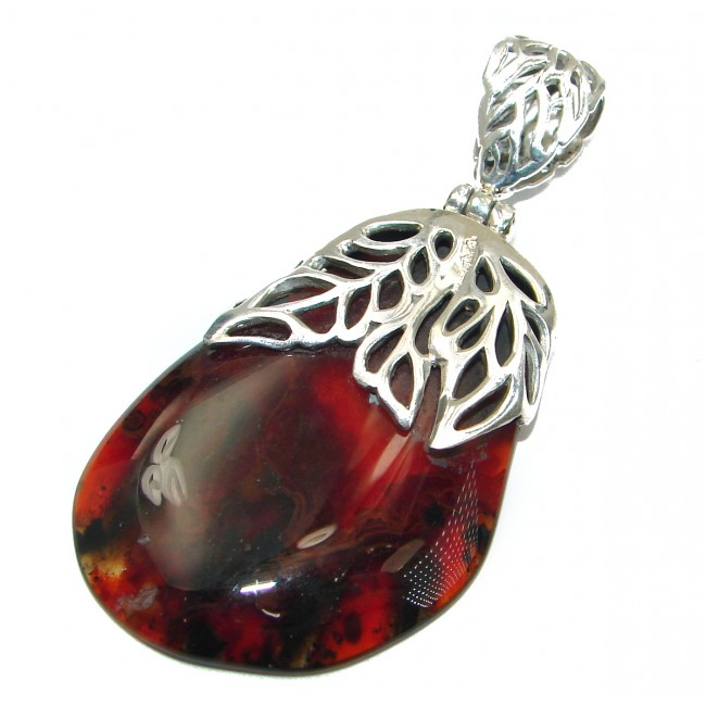 Rustic Design Botswana Agate .925 Sterling Silver handcrafted Pendant