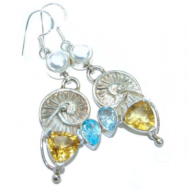 Rich Design Citrine .925 Sterling Silver handcrafted earrings