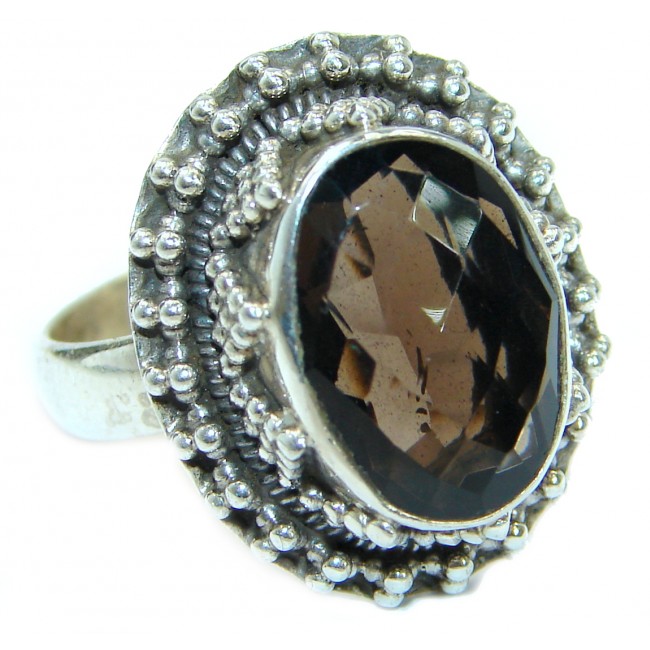 Incredible Smoky Quartz .925 Sterling Silver Ring s. 7