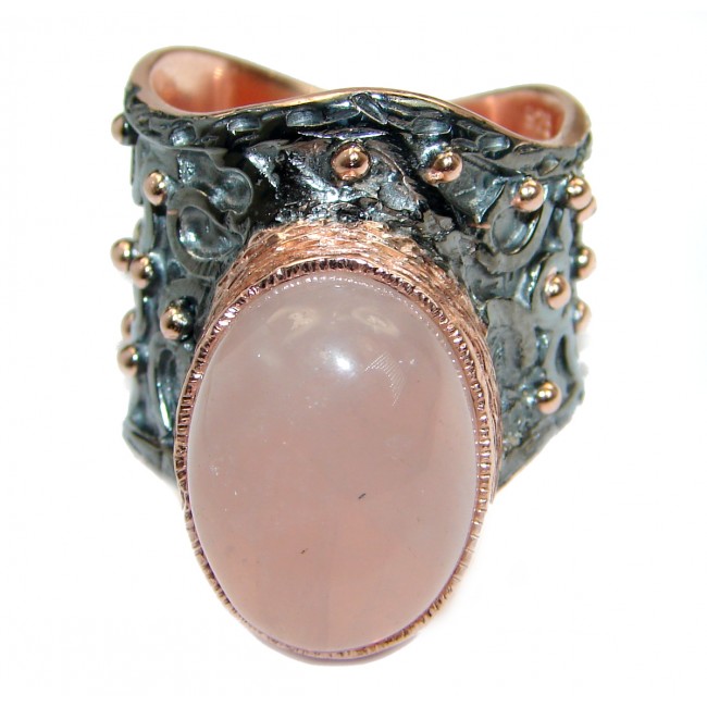 Best Quality Rose Quartz Gold over .925 Sterling Silver handcrafted ring s. 8 3/4