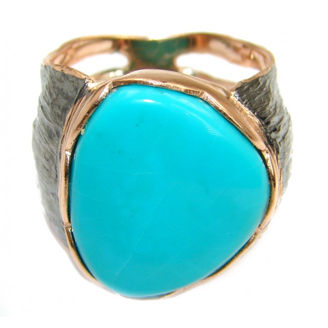 Sleeping Beauty Turquoise 14K Gold over .925 Sterling Silver handcrafted ring; s. 8