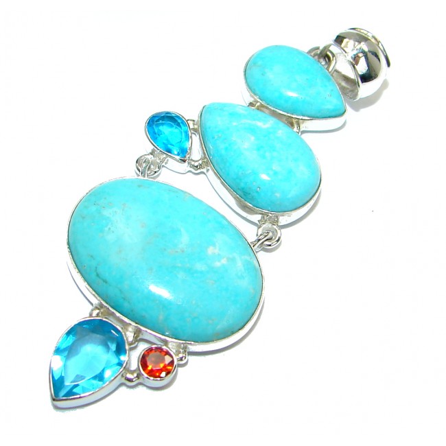 Exquisite Sleeping Beauty Turquoise .925 Sterling Silver handmade Pendant
