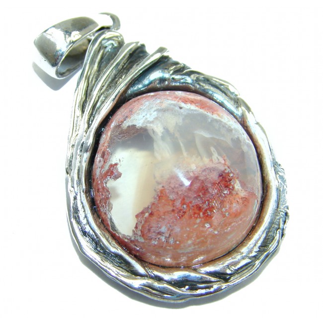 Vintage Design Mexican Fire Opal Rose Gold over .925 Sterling Silver handmade Pendant