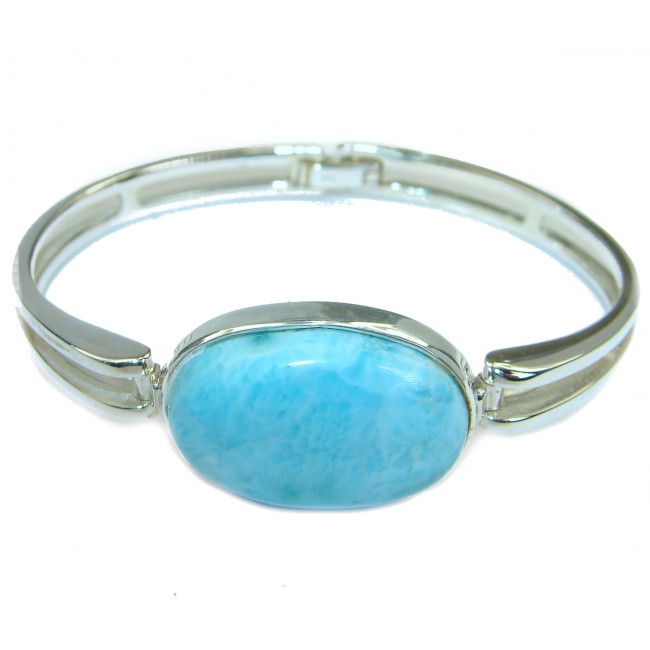 Great AAA+ quality Blue Larimar Oxidized highly polished .925 Sterling Silver handmade Bracelet