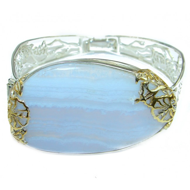 Julietta Lace Blue Botswana Agate .925 Sterling Silver handmade Bracelet