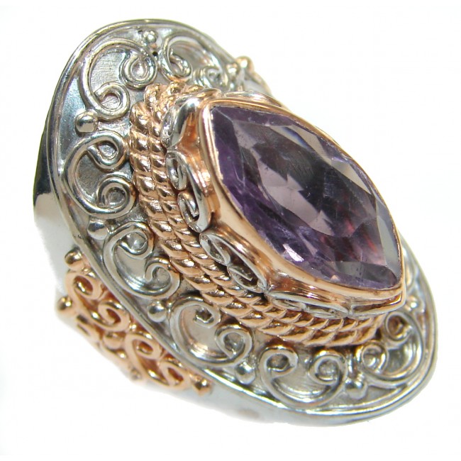Natural Amethyst .925 Sterling Silver handmade Cocktail Ring s. 6