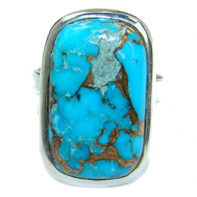 Copper Turquoise .925 Sterling Silver ring; s. 7 3/4