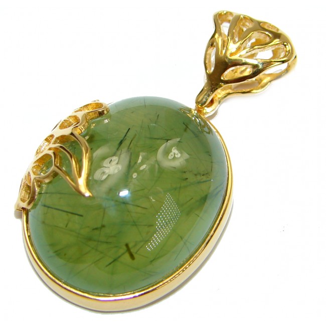 Authentic Moss Prehnite 18K Gold over .925 Sterling Silver handmade pendant