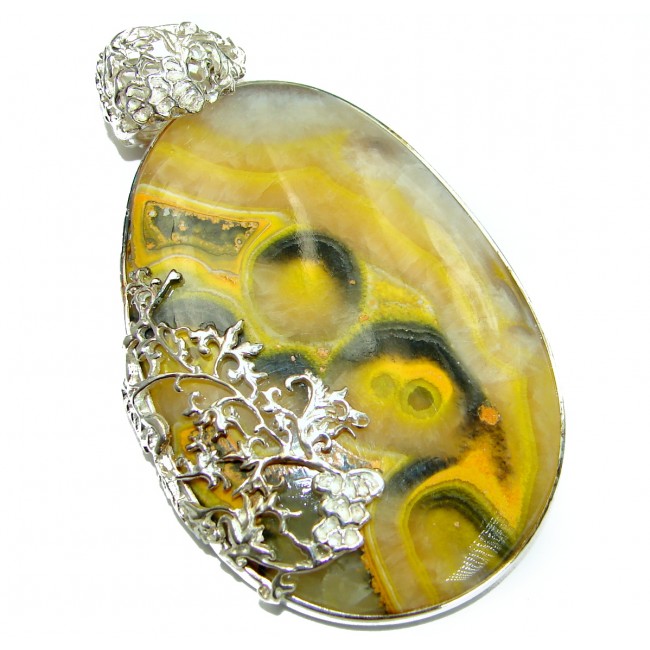 Huge Authentic Bubble Bee oxidized .925 Sterling Silver handmade Pendant