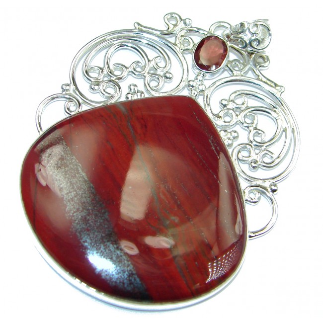 Incredible quality Iron Red Jasper .925 Sterling Silver handmade Pendant