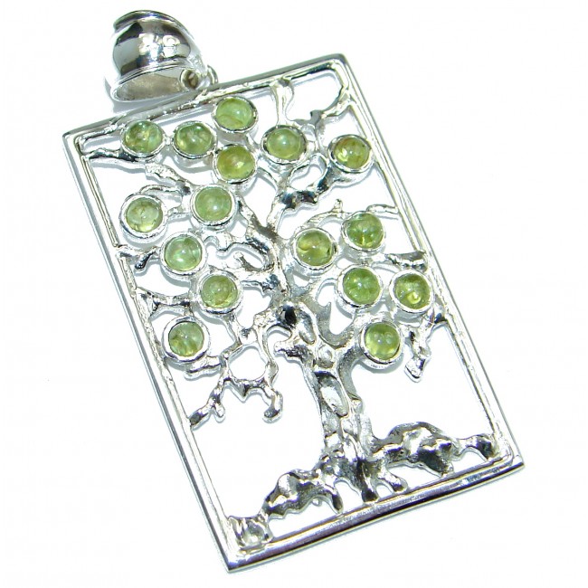 Perfect Family Tree Natural Peridot .925 Sterling Silver Pendant
