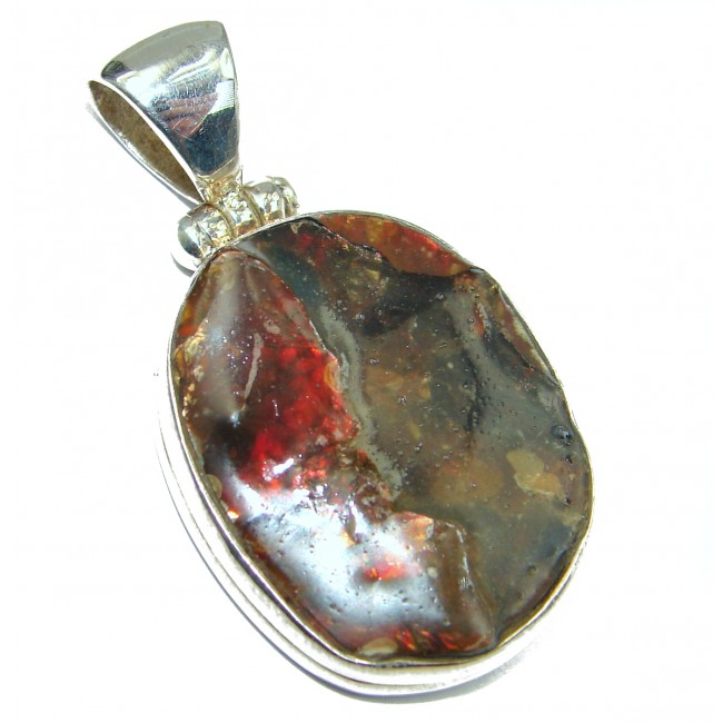 Perfect Authentic Fire Agate .925 Sterling Silver handmade Pendant