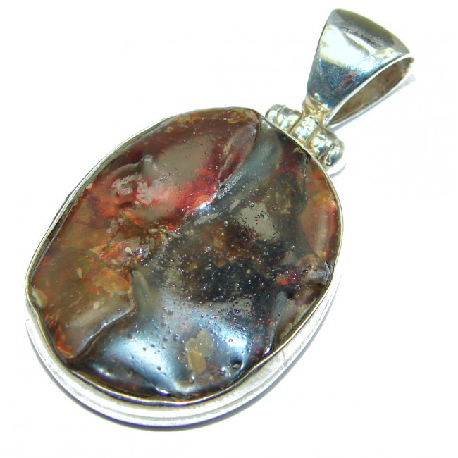 Perfect Authentic Fire Agate .925 Sterling Silver handmade Pendant