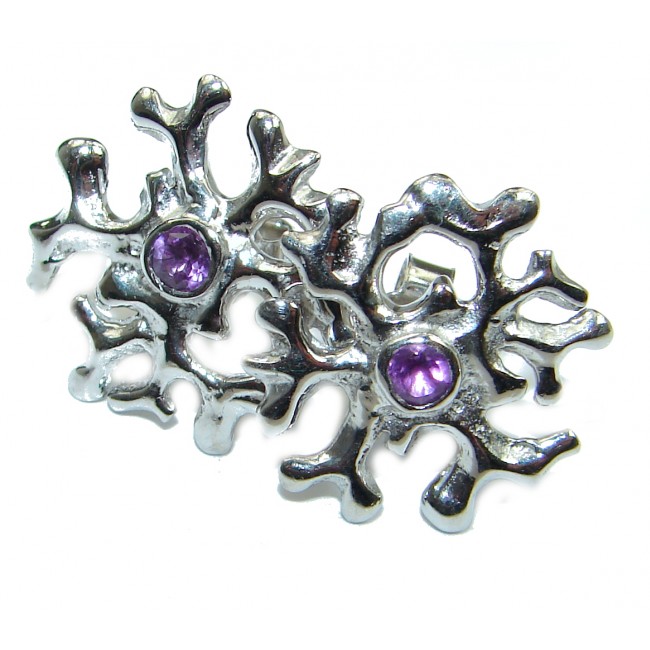 Floral Design Amethyst .925 Sterling Silver stud earrings