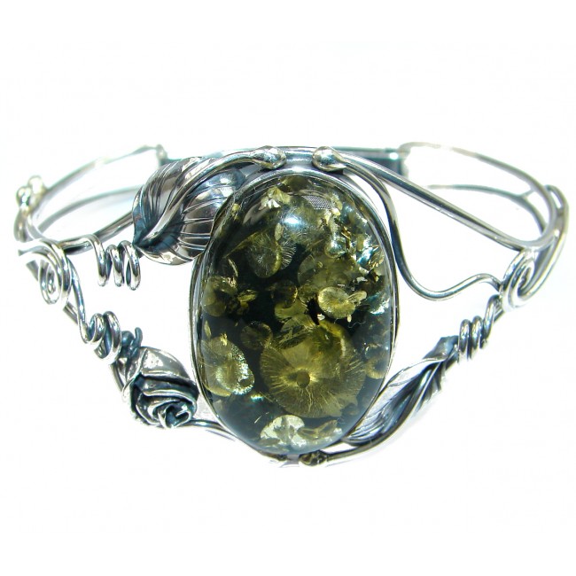 Gorgeous quality Polish Amber .925 Sterling Silver Bracelet / Cuff