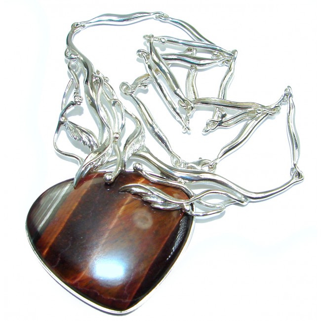 Europian Design AAA Tigers Eye .925 Sterling Silver handcrafted necklace