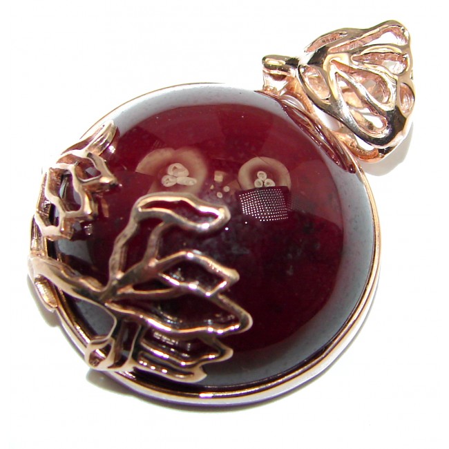 Beautiful genuine 65ct Garnet 18ct Rose Gold over .925 Sterling Silver handcrafted Pendant