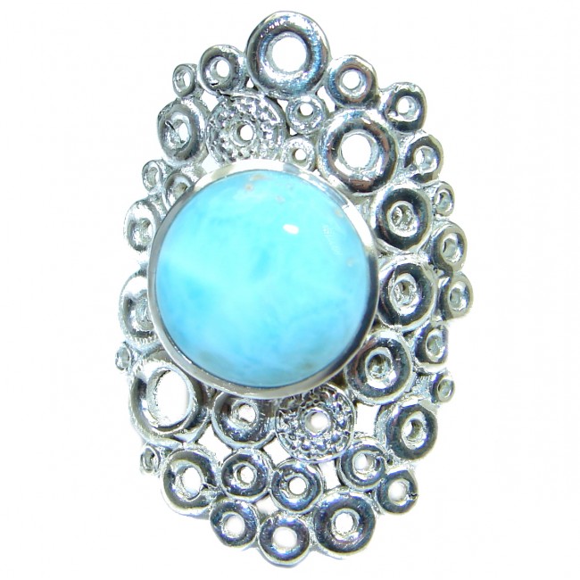 Treasure Blue Larimar .925 Sterling Silver handmade ring s. 7 ajustable