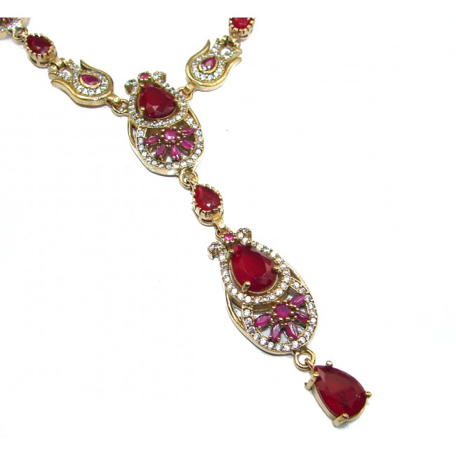Huge Victorian created Ruby White Topaz & White Topaz .925 Sterling Silver necklace