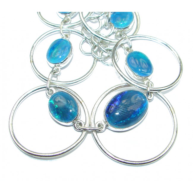 Chunky Doublet Opal .925 Sterling Silver handcrafted necklace