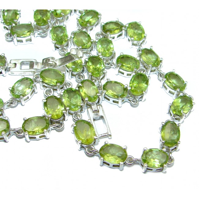 Masterpiece Peridot Rhodium over .925 Sterling Silver handcrafted necklace