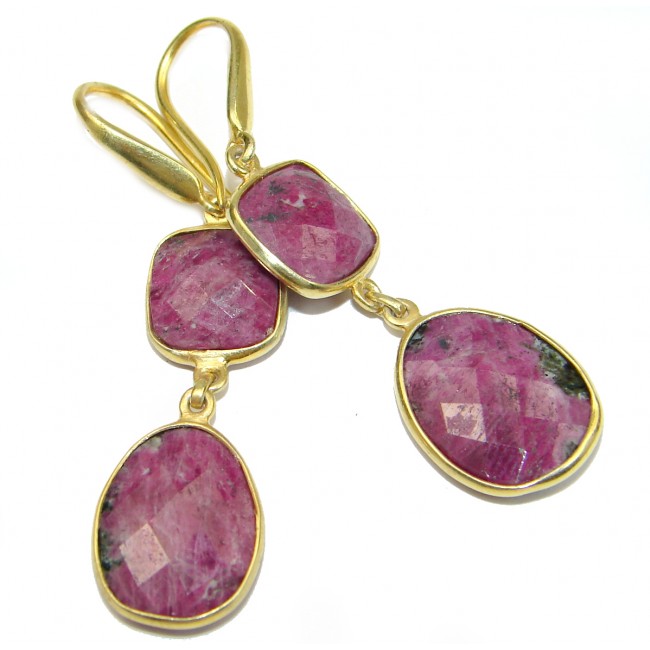 Unique Ruby Gold over .925 Sterling Silver handmade earrings