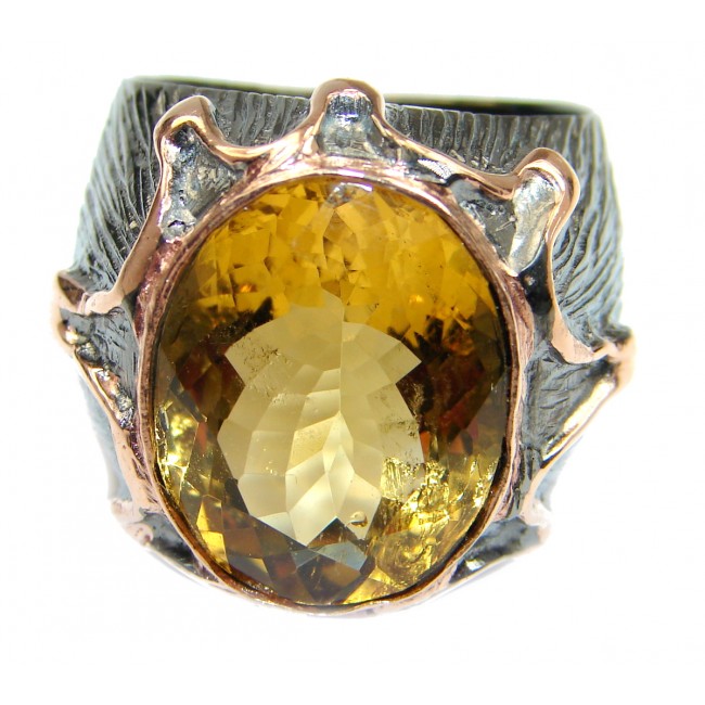 Natural 25 ct. Citrine 14K Gold over .925 Sterling Silver handcrafted Ring s. 8
