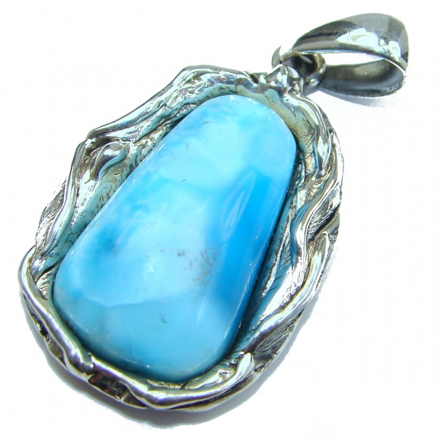 Blue Galaxy genuine Larimar .925 Sterling Silver handmade pendant