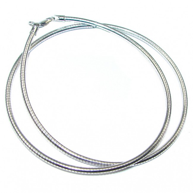 Round Omega Sterling Silver Chain 20'' long, 3 mm wide