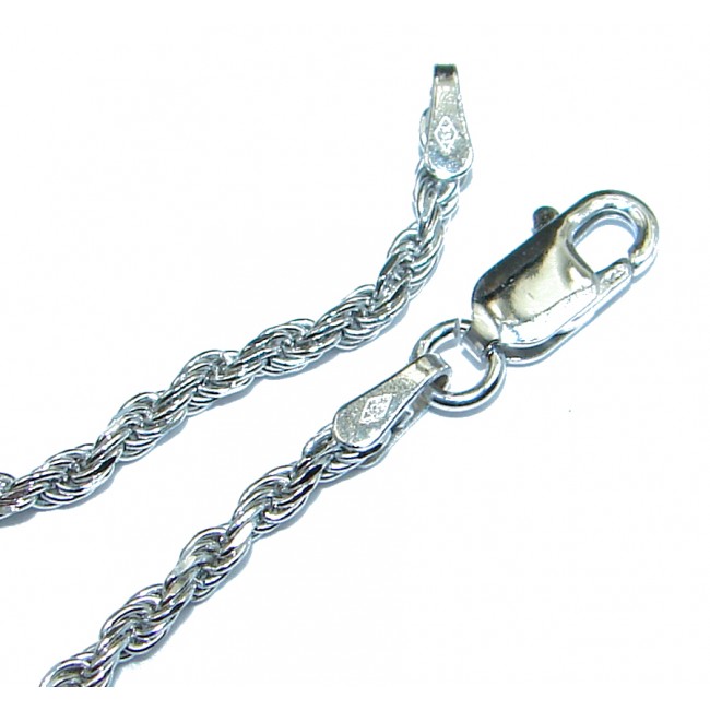 Rope Rhodium over Sterling Silver Chain 26'' long, 3 mm wide