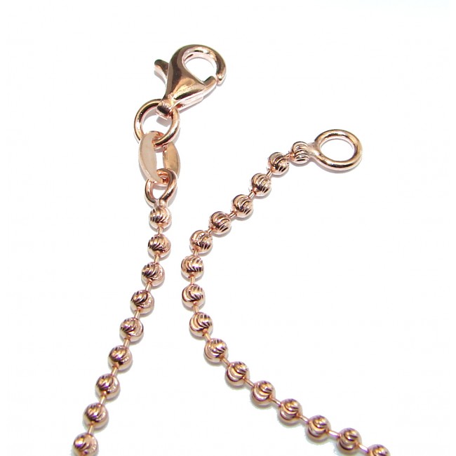 Golden Beads Rose Gold over Sterling Silver Chain 18'' long, 1.5 mm wide