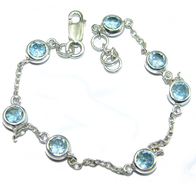 Swiss Blue Topaz .925 Sterling Silver handmade Bracelet