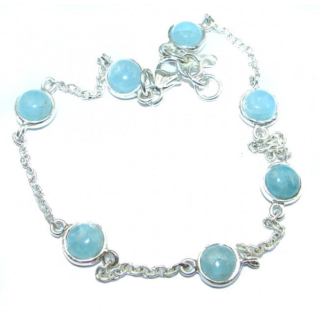 Natural Aquamarine .925 Sterling Silver handmade Bracelet